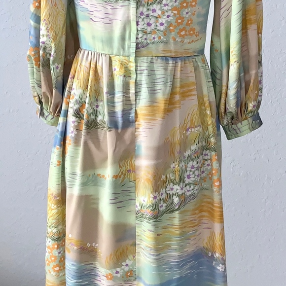Vintage 1970's Women's Polyester  Long Sleeve Maxi - Picture 4 of 6